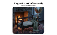 Retro Design Wooden Frame Settee Walnut Finish Upholstered Settee Combinable Set Sofa high-resiliency Foam pads for Homeowners, Apartment Dwellers, Office Managers, Lounge Area, Study, Bedroom