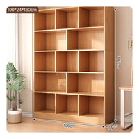 Freestanding Bookcase Solid Wood Multi-Tier Bookshelf Large Capacity Wooden Display Shelf for Students, Study Room, Bedroom