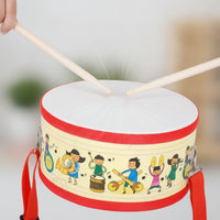 Children's Drum with Mallet and Carrying Strap Double-Sided Drum with Shoulder Strap Small Percussion Instrument for Kids, Beginners, Classroom, Home