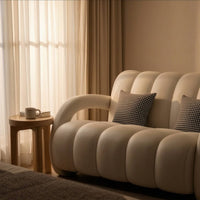 Loveseat with Loop Armrests Geometric Two-Seater Sofa Padded Sofa with Armrests for Living Room, Bedroom, Reading Corner
