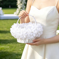 Flower Girl Basket Reusable Petal Hand Basket Decorative for Reception