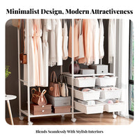 Easy Assembly Independent Standing Coat Rack Sturdy Independent Standing Closet Organizer Thickened Steel Frame Metal Clothing Rack with Shelf Strong Load Bearing for Homeowners, Boutique Owners, Bedroom, Entryway, Apartment, Laundry Room
