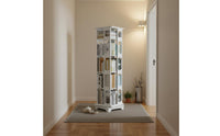 360 Degree Revolving Bookcase Solid Wood Floor Standing Book Rack Space Saving
