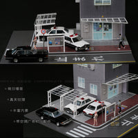 Guangying Zaowu 1/64 Police Station Light Scene Parking Space Building Model Miniature Scene