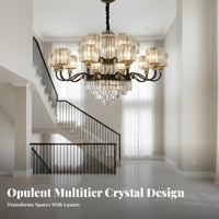 Crystal highlights helical Staircase Light Luxury Design helical Staircase Chandelier Statement Piece Ceiling Fixture Modern aesthetic for Villa Owners, Homeowners, Interior Designers, Living Room, Foyer, attic space Space
