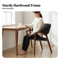 Curved Support Wooden Chair Nordic Design Upholstered Wooden Chair With Armrests Minimalist Design & Aesthetic for Dining Room