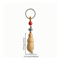 Keyring with Wooden Pendant Hand-Carved Acorn Pendant Cute for Car Keys, Handbag
