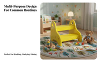 Toddler Wooden Stool Solid Wood Construction Wooden 2-Step Stool Rounded Corners