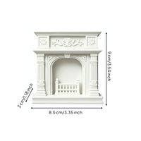 Dollhouse Fireplace European Style Ornate Mantel Piece Arched Opening Miniature Decor