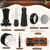 Solid Wood Coffee Tamper and Distribution Needle Storage Board Set