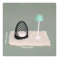 Miniature Living Room Set Hollow Design Dollhouse Chair and Lamp Set