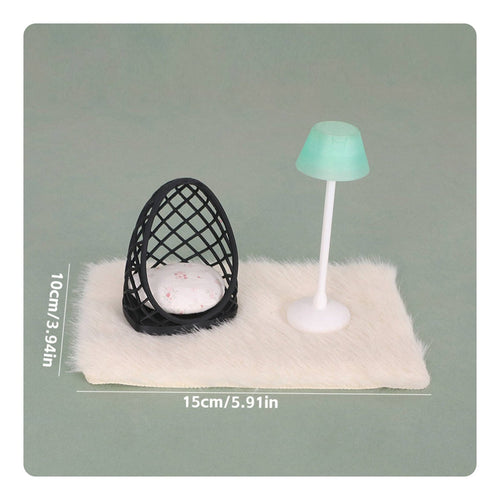 Miniature Living Room Set Hollow Design Dollhouse Chair and Lamp Set