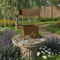 Distressed Metal Cart Planter Vintage Rustic Iron Planter Style Plant Holder