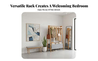 Multi-Functional Complimentary Standing Clothes Rack Space Saving Complimentary Standing Clothes Rack with Storage Easy to Assemble Clothing Storage Organizer Stable Structure for Renters, Students, Homeowners, Entryway, Apartment, Dorm Room, Hallway