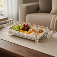 Metal Serving Tray Silver Rectangular Serving Tray Easy to Clean