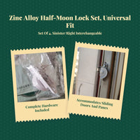 Sliding opening lock, security latch for door panels, zinc alloy, child protection, easy installation