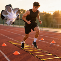 Training Ladder 6m 12 Steps Soccer Training Set Agility Explosive Power Improvement PE-made Triangular Cone With Marker Cones