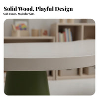 Solid Wood Young Child Table Set Child-Friendly Design Kindergarten Activity Table Set Easy to Clean Early Education Learning Desk for Preschoolers
