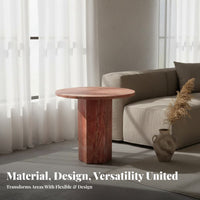 Round Side Table Rustic Minimalism Design Round Pedestal Stand Light Luxury Aesthetic Home Furniture for Homeowners, Adults, Living Room, Small Areas