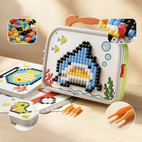Fungus Nail Puzzle Fine Motor Fungus Nail Pegboard Peg Puzzle with Storage Case Portable Button Art Toy with Pattern Cards