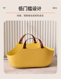 Portable Foldable Cat Litter Box with Handle for Travel and Car Use