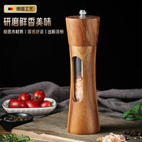 创意手动研磨器实木玫瑰盐研磨瓶厨房露营烧烤撒盐调味颗粒磨碎瓶