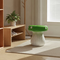 Mushroom Stool Sculptural Mushroom Seat Compact Stool with Woodgrain Texture for Living Room, Bedroom, Entryway