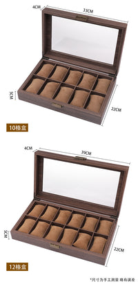 12-Slot Watch Storage Box with Wood Grain PU Leather