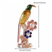 Crystal Parrot Statue Sparkling Geometric Glass Bird Sculpture Detailed Crystal Parrot Ornament for Display Cabinet