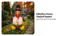 6ft Inflatable Turkey with Top Hat | Playful Cartoon Design, Festive Holiday decoration, for Yard