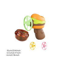 Burger Launcher with Flying Discs Outdoor Rotating Top Disc Launcher Cartoon Rotating Top Toy Colorful for Children
