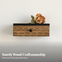 Carved Drawer Shelf Space Saving Floating Shelf Assembly Retro Design