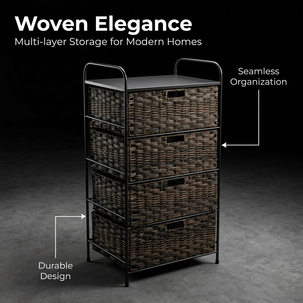 Multi-Layer PE Unit, Hallway Storage Organizer, Bedroom Storage Rack, Living Room Storage Basket, Tall Storage Unit for Home Declutterer