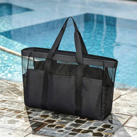 Mesh Tote Bag Large Capacity Mesh Coastal Tote Lightweight for Pool, Gym