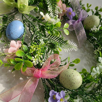Decorative Easter Egg Ribbon Garland Bright Colors Easter Flower and Egg Garland Festive Atmosphere Spring Flower Vine for Indoor, Fireplace, Doorway