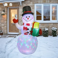 Christmas Inflatable Snowman Colorful Snowman with Top Hat Outdoor Decoration Eye-Catching Holiday Display Easy to Use