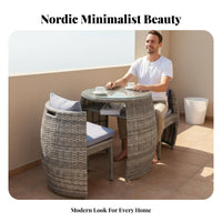 3 Pieces 3 Piece Wicker Patio Set Weather-Resistant Balcony Furniture Set Hand-Woven Space Saving Balcony Furniture for Couples, Porch, Backyard, Deck