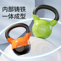 专业健身女士实心壶铃浸塑练臀8kg6摇摆瑜伽器材提壶哑铃铸铁壶玲