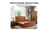 New Chinese and design Storage Bed Frame with Headboard full Wood Construction Carved Wooden Bed with Drawers box-foundationwithout cost foundation Needed Bedroom Furniture Easy Assembly for partners, homeowners, Renters, Guest Room, Apartment, Home