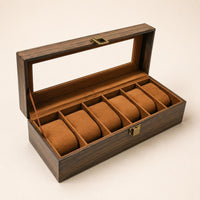 6-Slot Watch Box PU Leather 6 Slot Watch Box Velvet Lined for Home