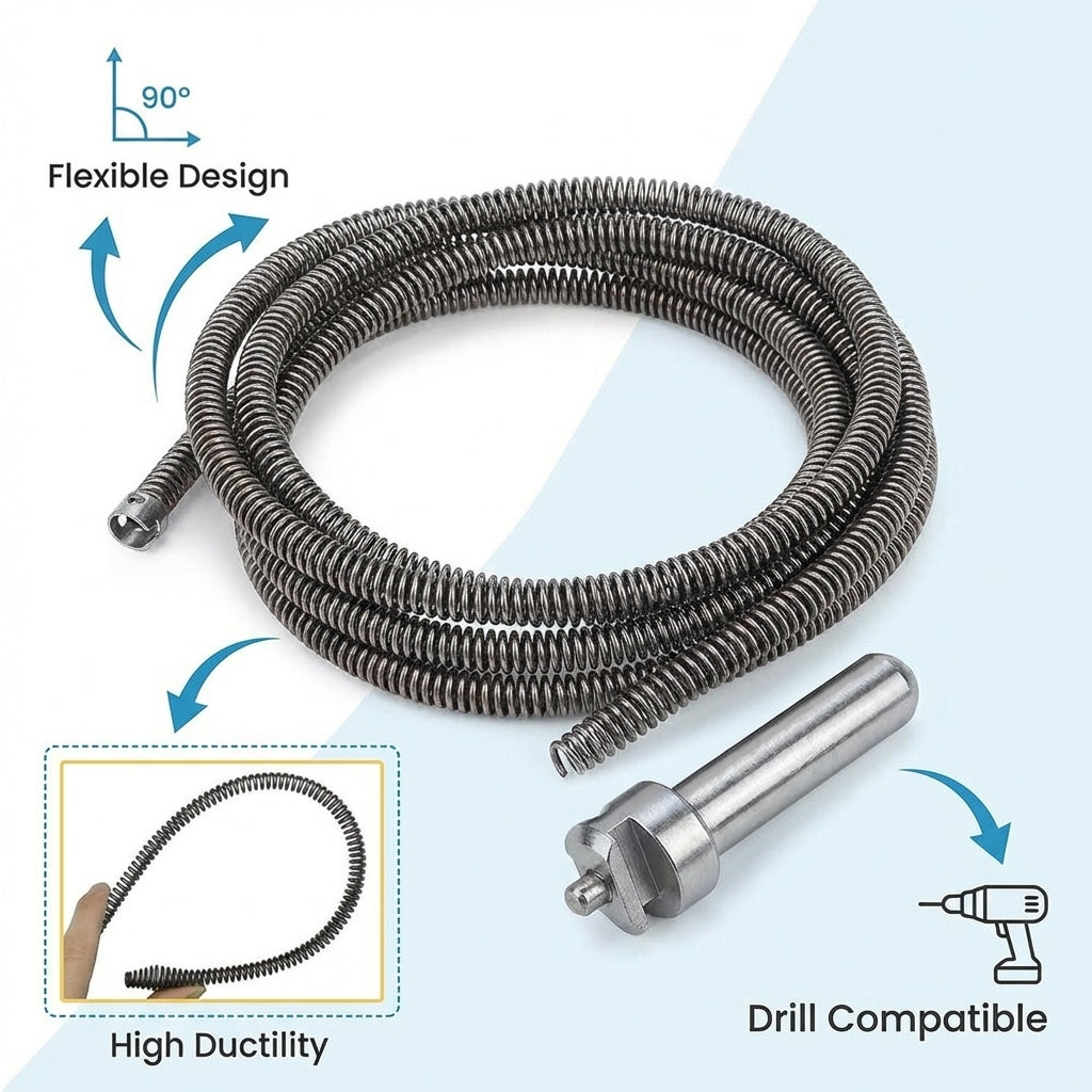 with Drill Adapter, Flexible Spring Drain Auger Tool for Plumbers, Pipe Cleaner for Tub Kitchen Sink , Plumbing