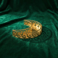 Gold-Colored Crescent Serving Tray Traditional Motifs Openwork Tray