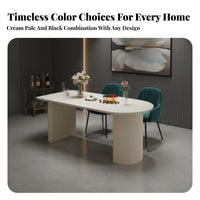 5 Pieces French Cream design Half-Moon Table with 4 Chairs Modern Minimalist Dining Area Furniture Curved surface Indoor Furnishing Space-Saving Design for Apartment Dwellers, Homeowners, Families, Small Spaces, Open-Plan Areas, Kitchen, Living Room