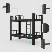 Metal Bunk Bed Frame Heavy Duty Bunk Bed with Guardrail Space-Saving Furniture for Teens, Students, Shared Bedroom, Dormitory, Hostel
