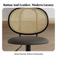 Adjustable Stool with Woven Back Nordic Design for Adults