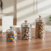 3 Pieces Easy to Clean 3 Piece Sealed Jar Set Long-Lasting Decorative Plastic Food Canister Refrigerator Safe Airtight Food Canister Set Thickened Material for Pantry Organization, Bathroom Vanity