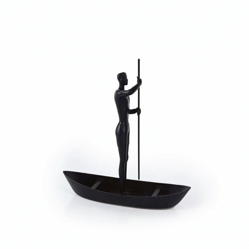 Boatman Figurine Minimalist Paddleboat Figure Statue Sculptural for Desk