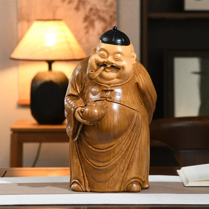 Chinese Style Landlord Figurine Resin Sculpture for Study or Tea Table