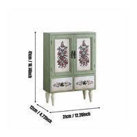 Vintage Floral Jewelry Cabinet Solid Wood for Living Room