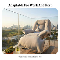 Foldable resting Recliner Folding Design Adjustable Padded Cot with Headrest Pillow Secure Locking System for House Guests, Home